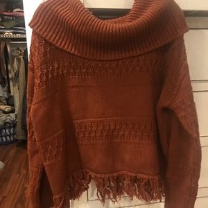 Fold over brown sweater